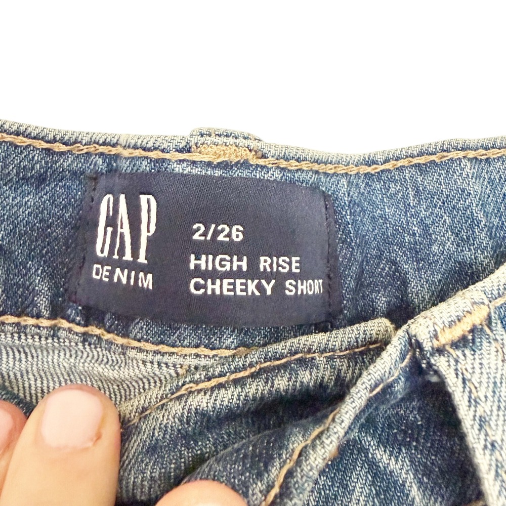 Gap High Rise Cheeky Short Distressed Blue Jean Shorts 2/26 - Picture 4 of 10